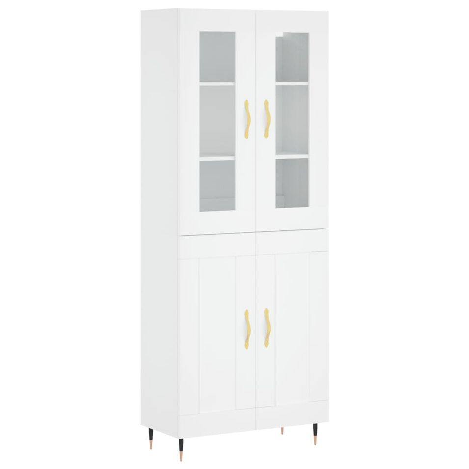 Buffet haut Blanc 69,5x34x180 cm Bois d'ingénierie - Photo n°1