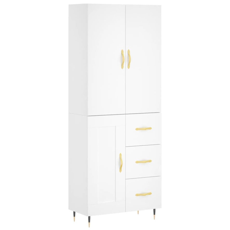 Buffet haut Blanc 69,5x34x180 cm Bois d'ingénierie - Photo n°1