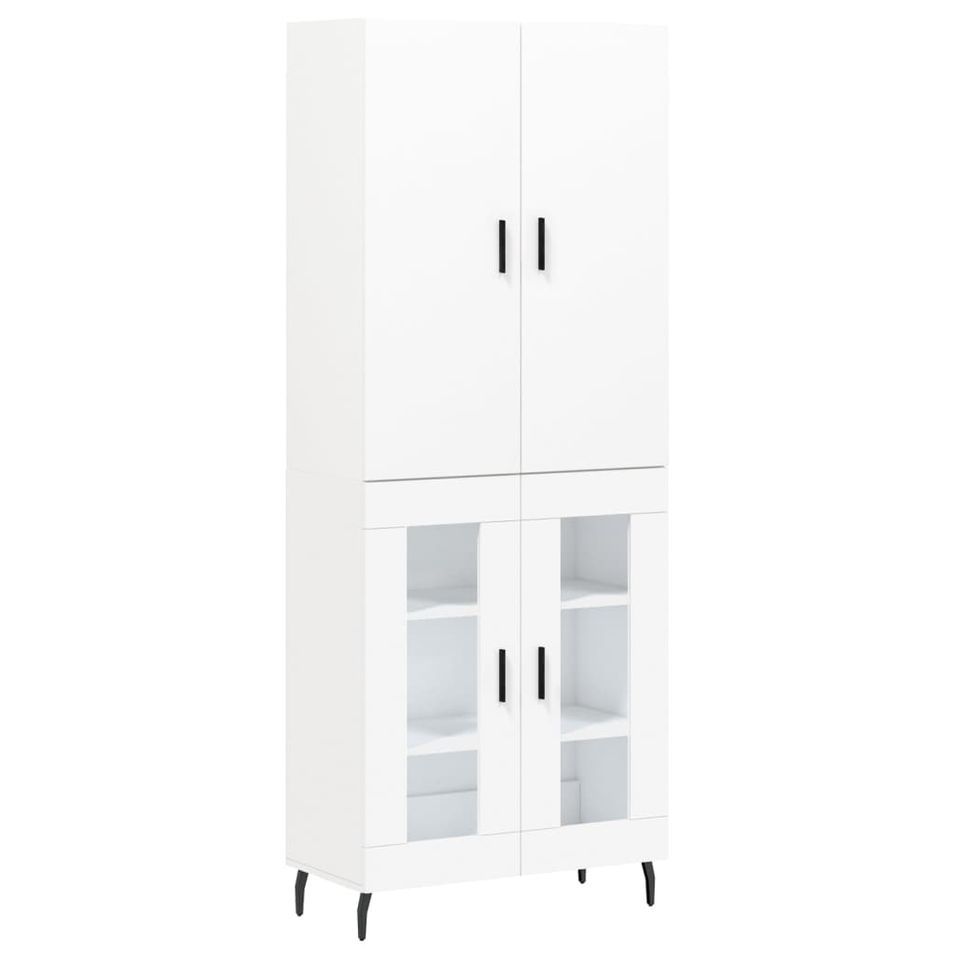 Buffet haut Blanc 69,5x34x180 cm Bois d'ingénierie - Photo n°1