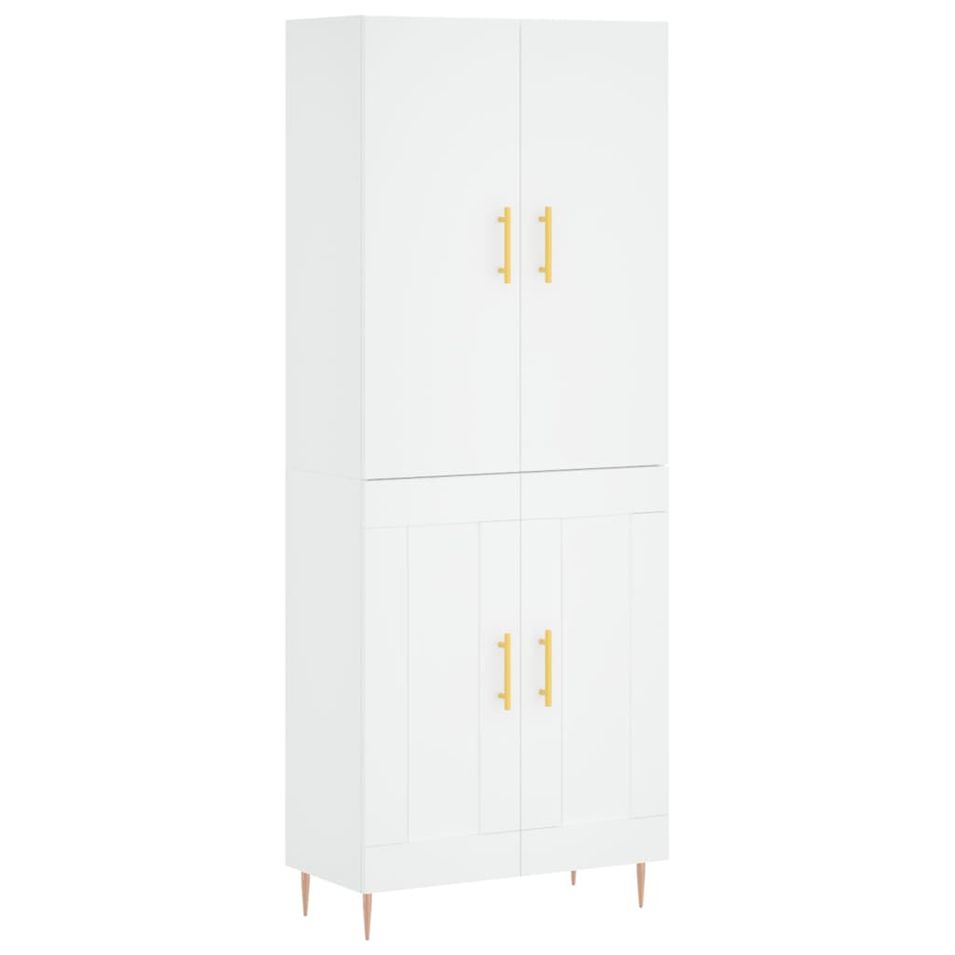 Buffet haut Blanc 69,5x34x180 cm Bois d'ingénierie - Photo n°1