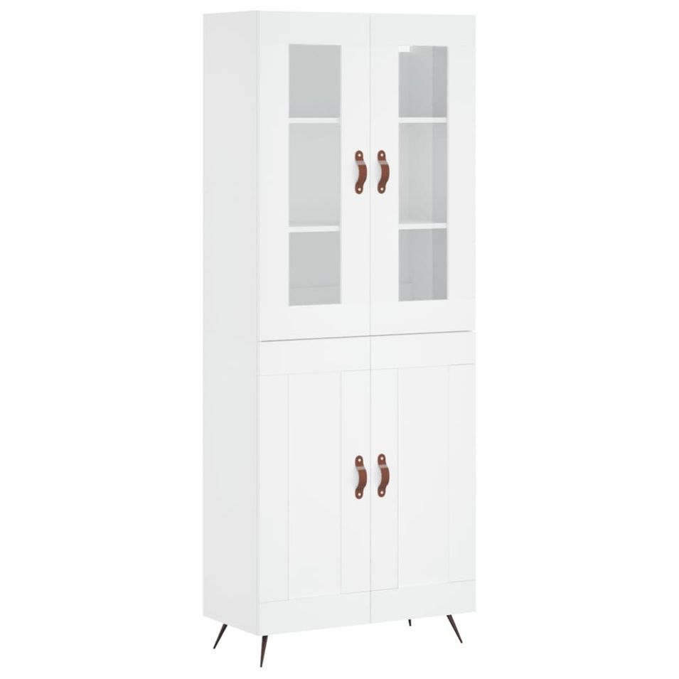 Buffet haut Blanc 69,5x34x180 cm Bois d'ingénierie - Photo n°1
