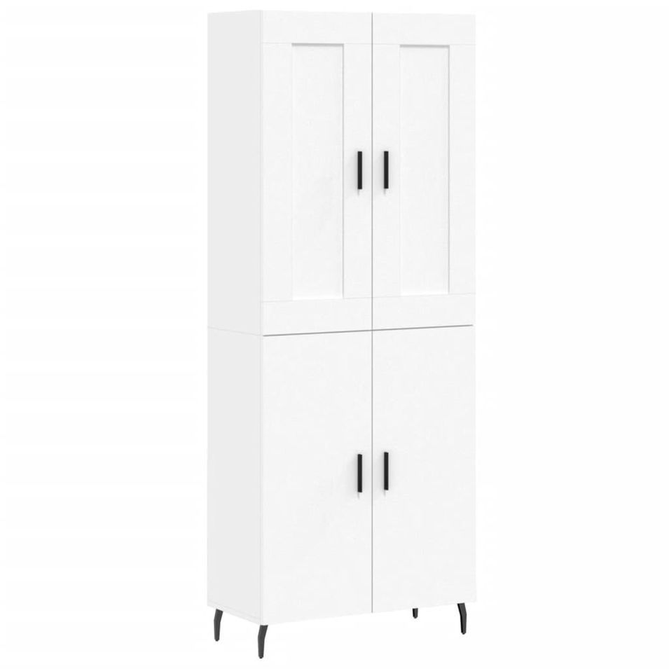 Buffet haut Blanc 69,5x34x180 cm Bois d'ingénierie - Photo n°1