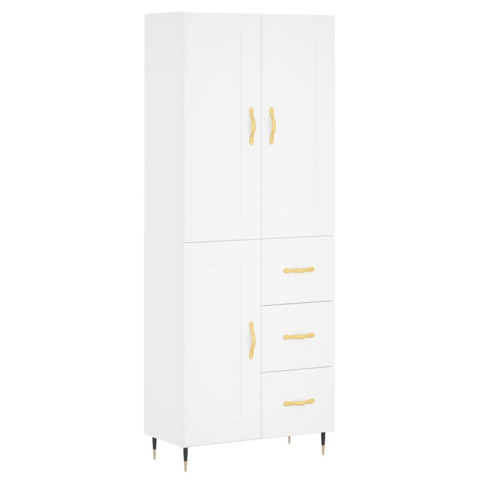 Buffet haut Blanc 69,5x34x180 cm Bois d'ingénierie - Photo n°1