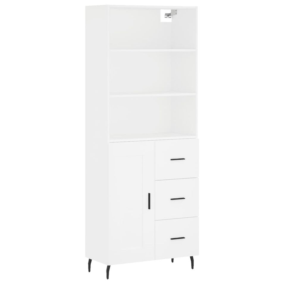 Buffet haut Blanc 69,5x34x180 cm Bois d'ingénierie - Photo n°1