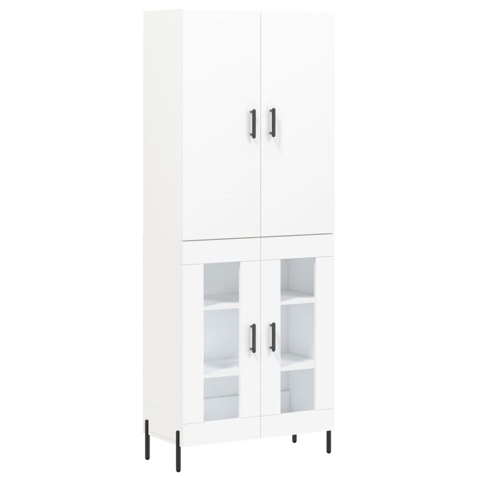 Buffet haut Blanc 69,5x34x180 cm Bois d'ingénierie - Photo n°1