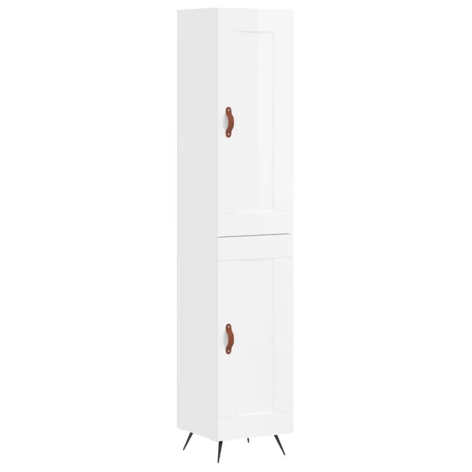 Buffet haut Blanc brillant 34,5x34x180 cm Bois d'ingénierie - Photo n°1