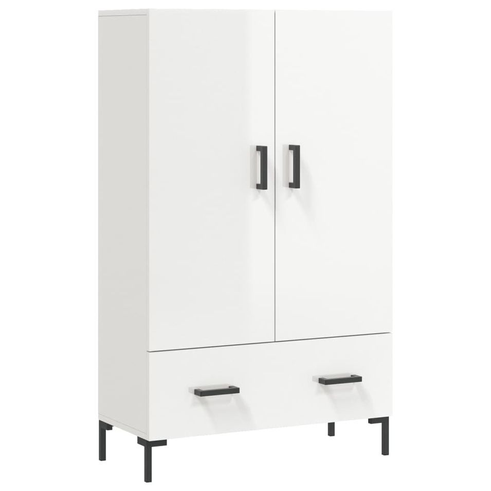 Buffet haut blanc brillant 69,5x31x115 cm bois d'ingénierie - Photo n°1