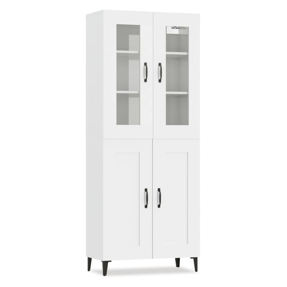 Buffet haut Blanc brillant 69,5x34x180 cm Bois d'ingénierie 6 - Photo n°1