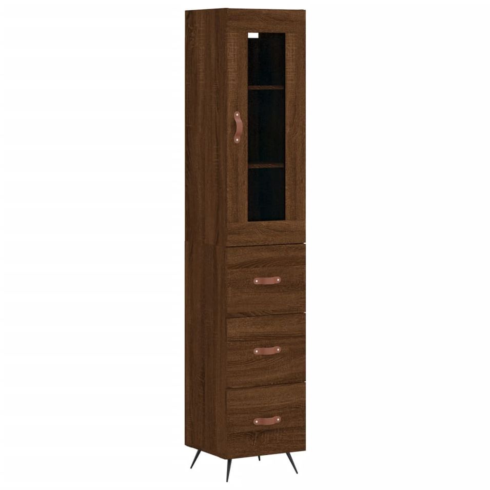 Buffet haut Chêne marron 34,5x34x180 cm Bois d'ingénierie - Photo n°1
