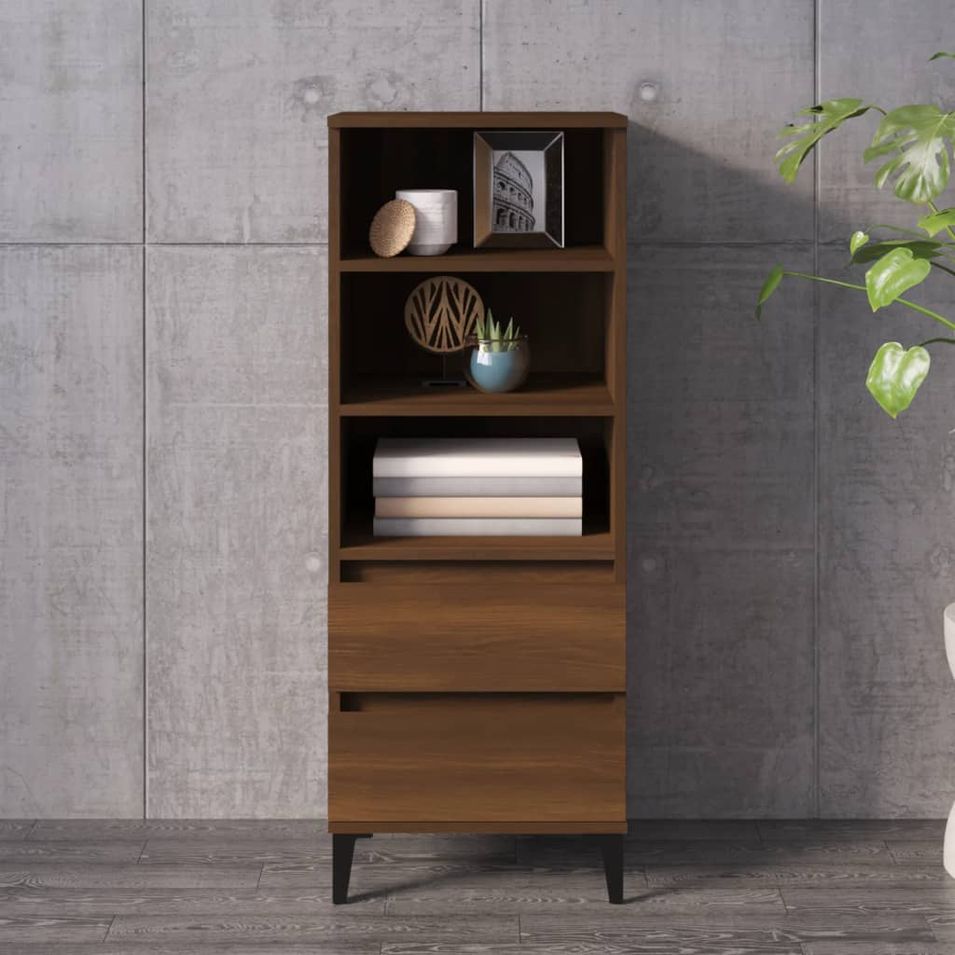 Buffet haut Chêne marron 40x36x110 cm Bois d'ingénierie - Photo n°1