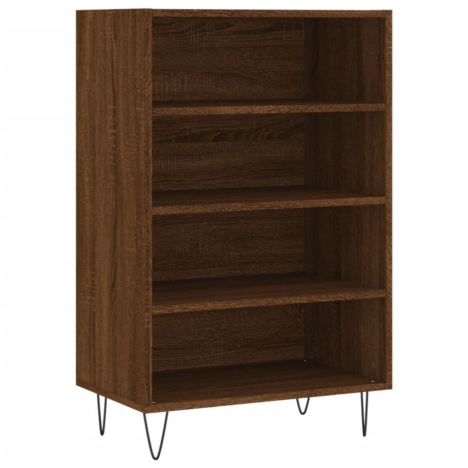 Buffet haut chêne marron 57x35x90 cm bois d'ingénierie - Photo n°1