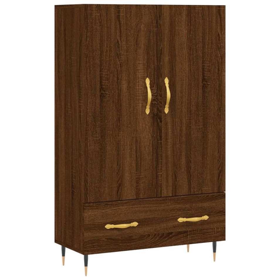 Buffet haut chêne marron 69,5x31x115 cm bois d'ingénierie - Photo n°1