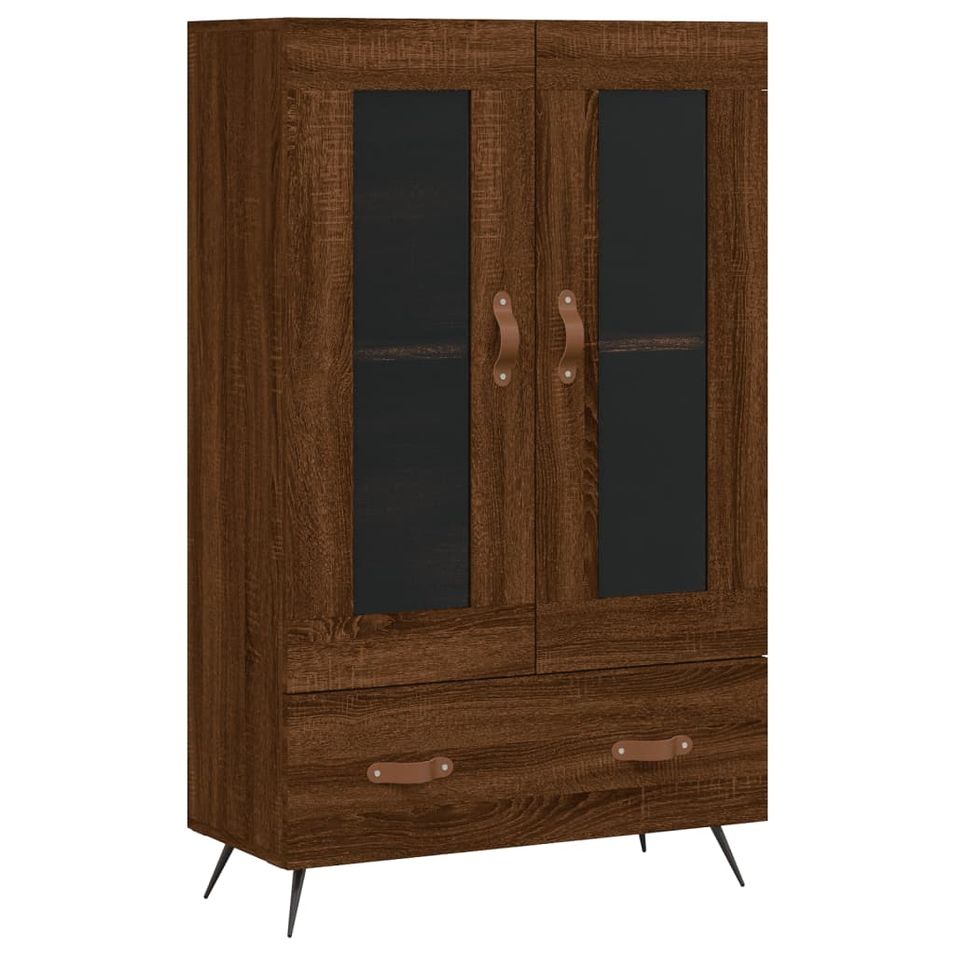 Buffet haut chêne marron 69,5x31x115 cm bois d'ingénierie - Photo n°1