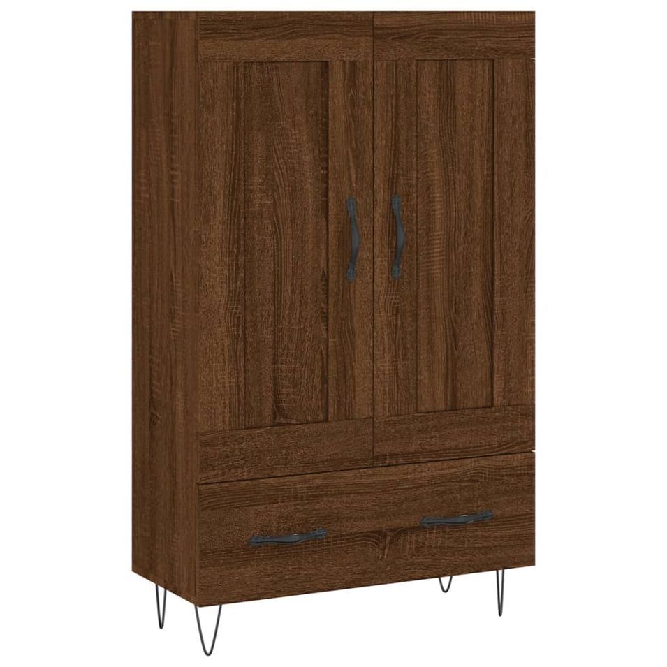 Buffet haut chêne marron 69,5x31x115 cm bois d'ingénierie - Photo n°1