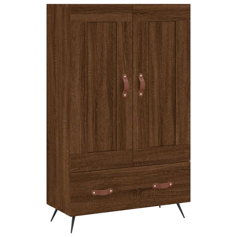 Buffet haut chêne marron 69,5x31x115 cm bois d'ingénierie - Photo n°1
