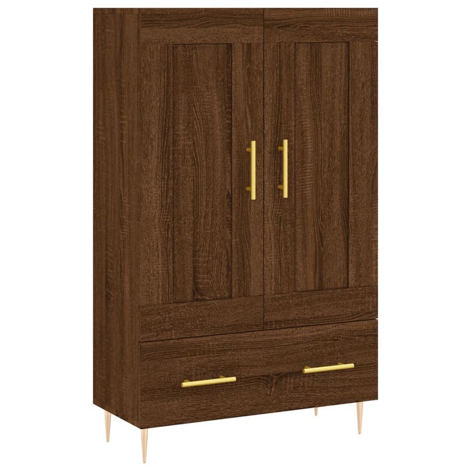 Buffet haut chêne marron 69,5x31x115 cm bois d'ingénierie - Photo n°1