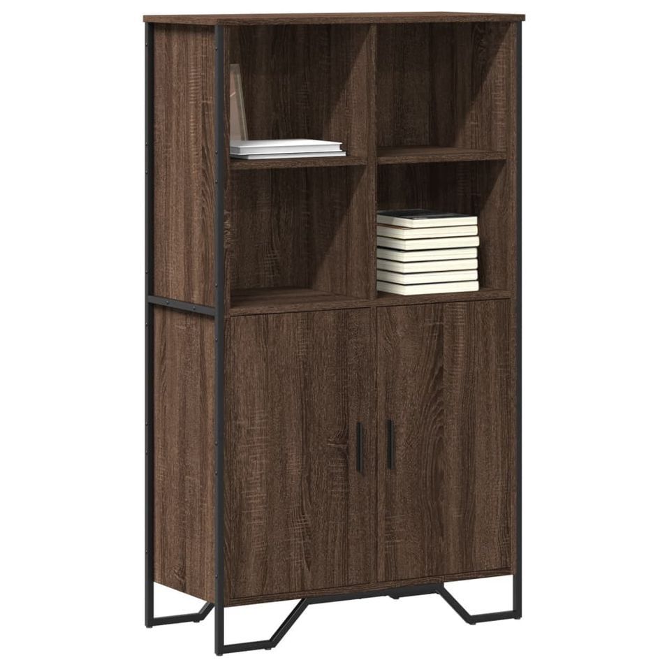 Buffet haut chêne marron 79,5x35,5x137,5 cm bois d'ingénierie - Photo n°1