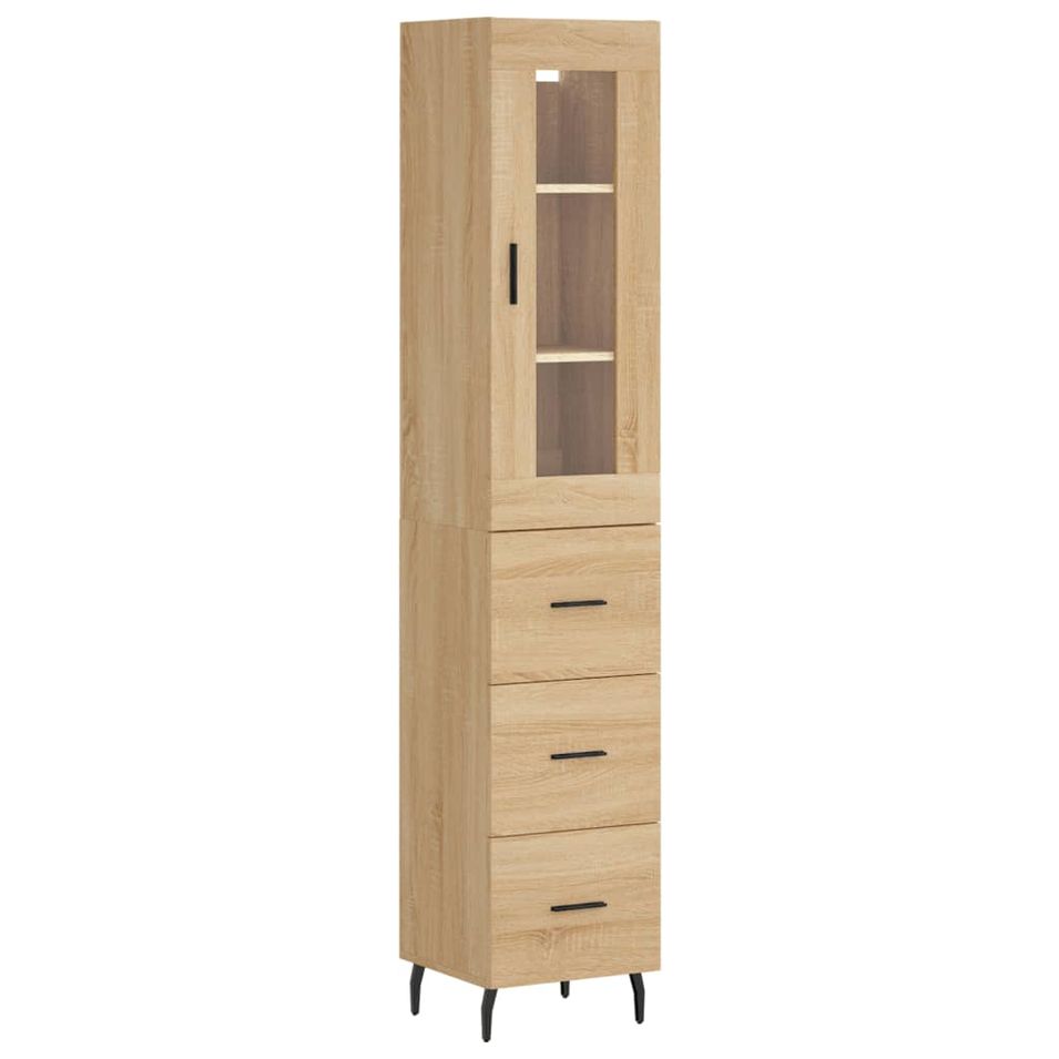 Buffet haut Chêne sonoma 34,5x34x180 cm Bois d'ingénierie - Photo n°1