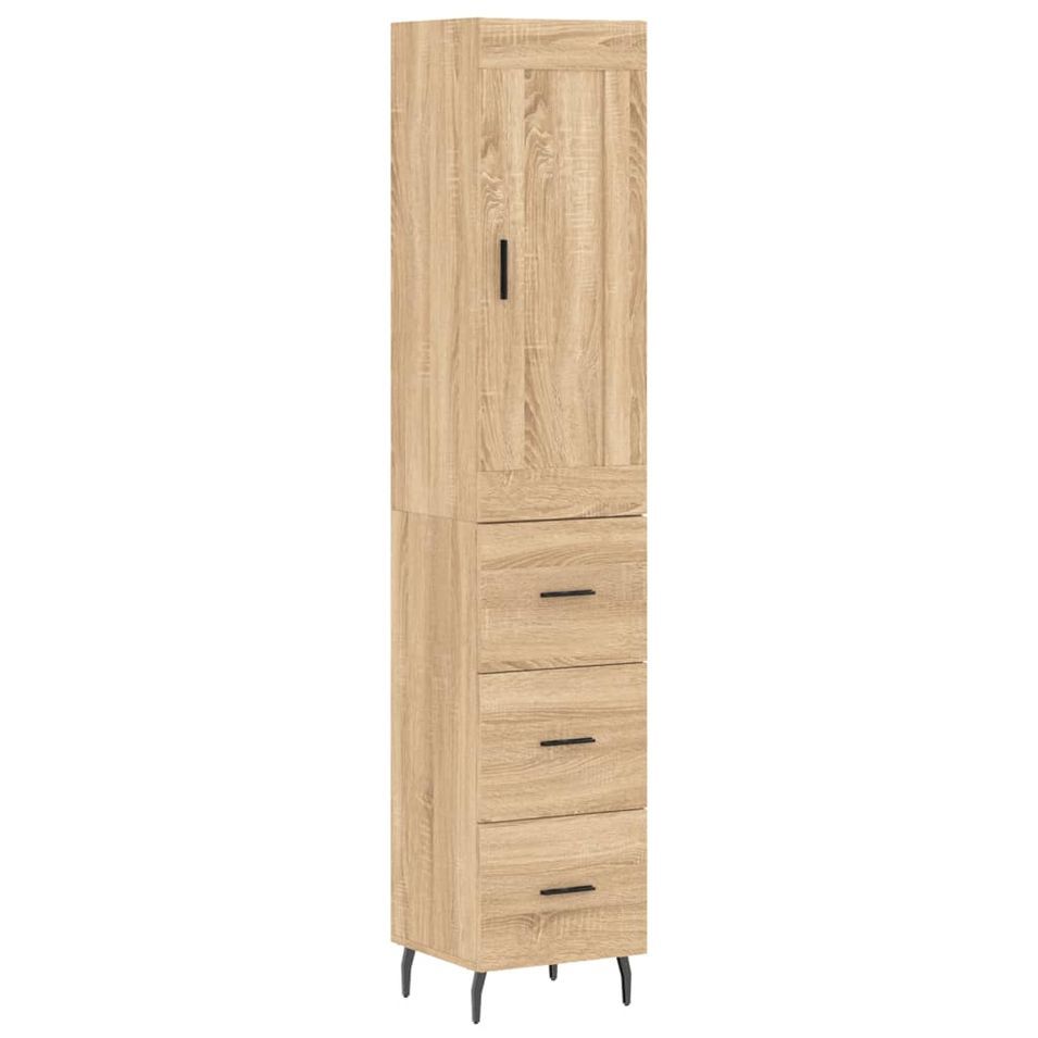 Buffet haut Chêne sonoma 34,5x34x180 cm Bois d'ingénierie - Photo n°1
