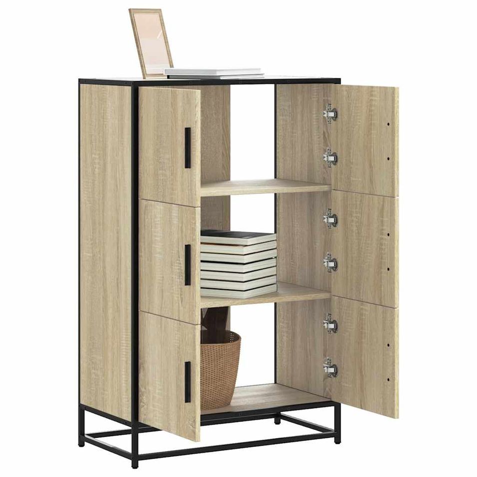 Buffet haut chêne sonoma 68x35x106,5 cm bois ingénierie métal - Photo n°1