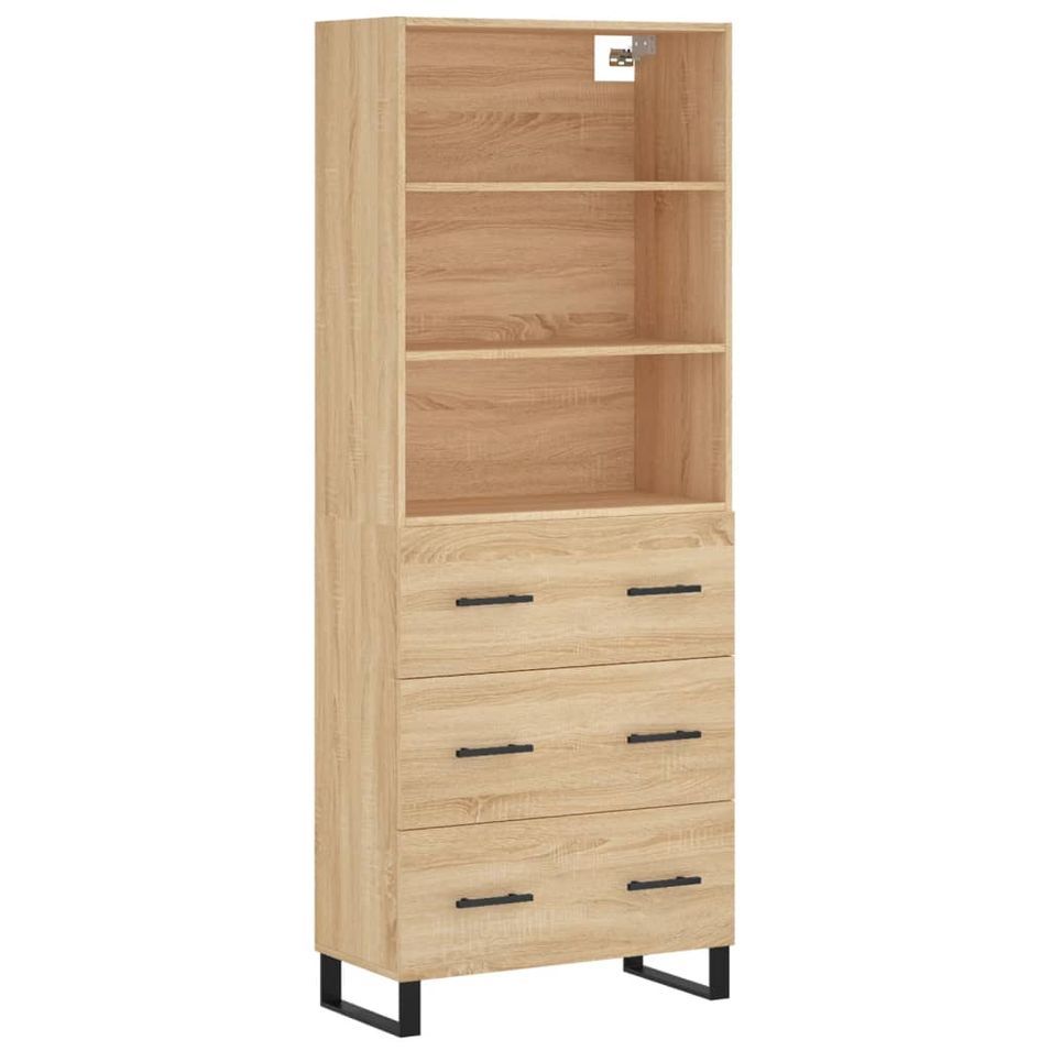 Buffet haut Chêne sonoma 69,5x34x180 cm Bois d'ingénierie - Photo n°1