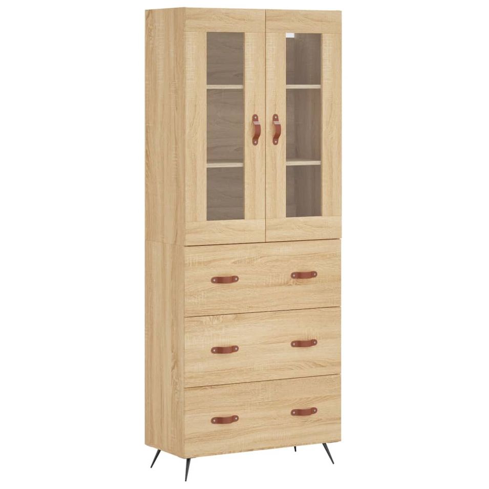 Buffet haut Chêne sonoma 69,5x34x180 cm Bois d'ingénierie - Photo n°1
