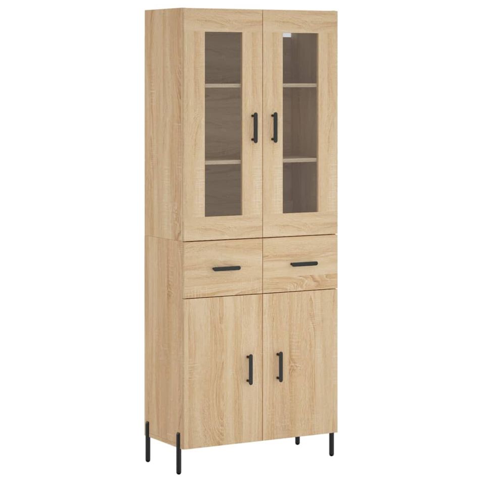 Buffet haut Chêne sonoma 69,5x34x180 cm Bois d'ingénierie - Photo n°1