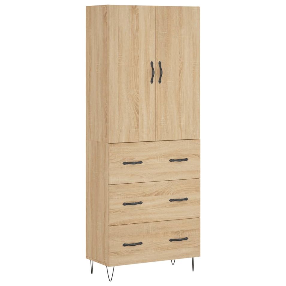 Buffet haut Chêne sonoma 69,5x34x180 cm Bois d'ingénierie - Photo n°1