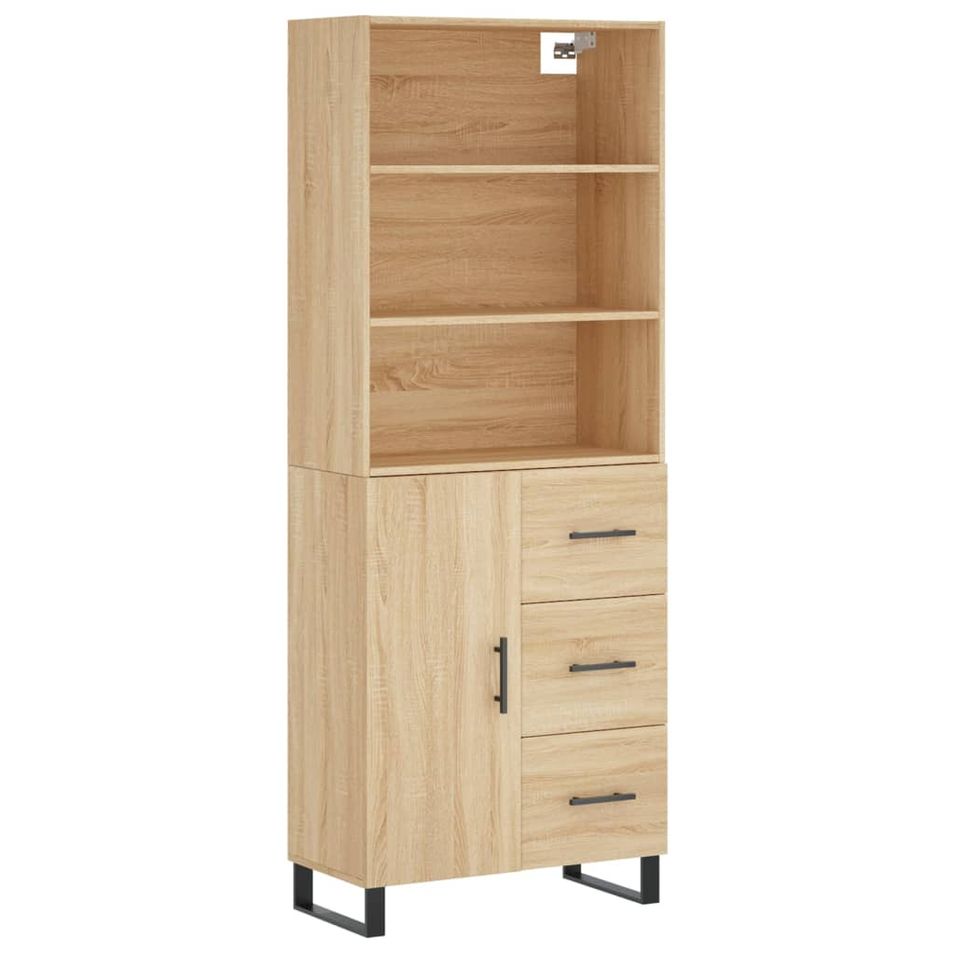 Buffet haut Chêne sonoma 69,5x34x180 cm Bois d'ingénierie - Photo n°1