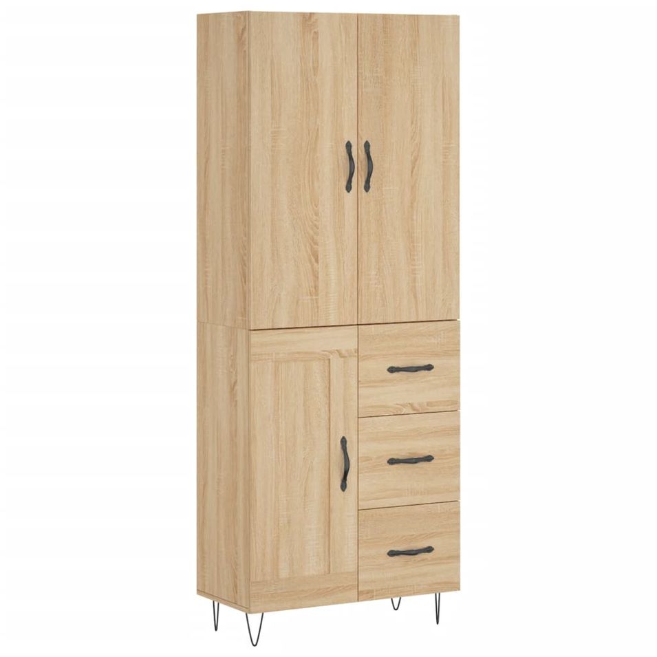 Buffet haut Chêne sonoma 69,5x34x180 cm Bois d'ingénierie - Photo n°1