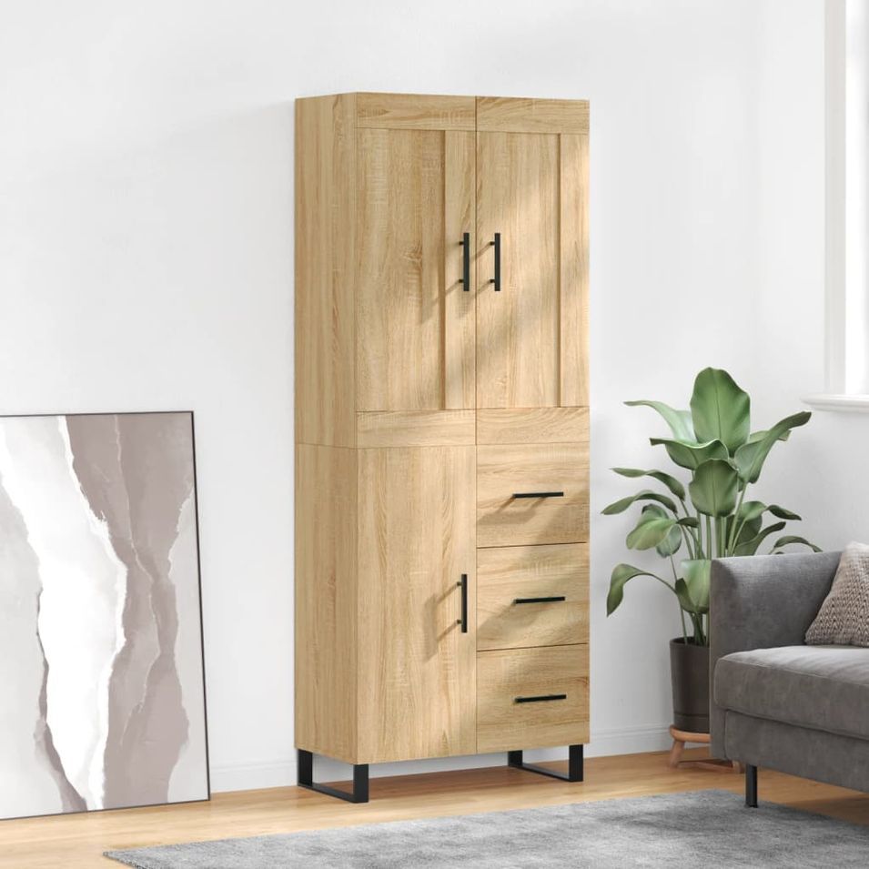 Buffet haut Chêne sonoma 69,5x34x180 cm Bois d'ingénierie - Photo n°1