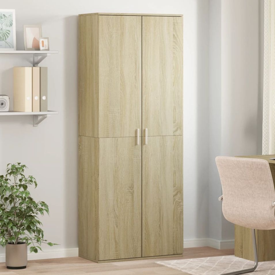 Buffet haut chêne sonoma 70x35x180 cm bois d'ingénierie - Photo n°1