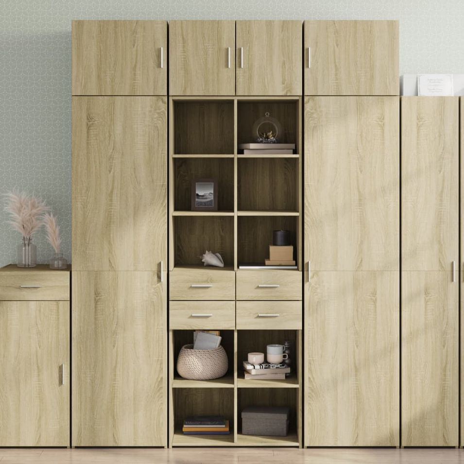 Buffet haut chêne sonoma 70x42,5x185 cm bois d'ingénierie - Photo n°1