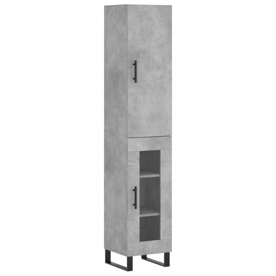 Buffet haut Gris béton 34,5x34x180 cm Bois d'ingénierie - Photo n°1