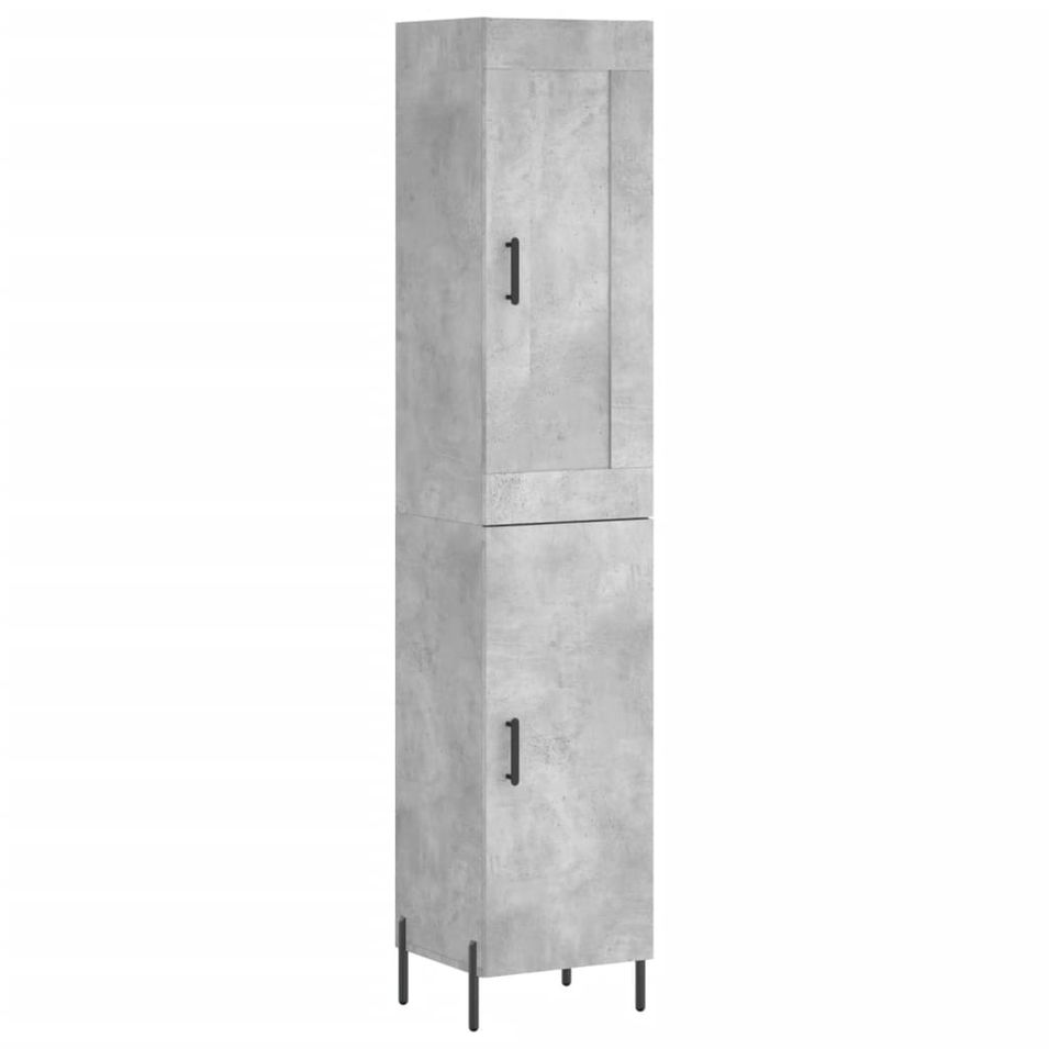 Buffet haut Gris béton 34,5x34x180 cm Bois d'ingénierie - Photo n°1