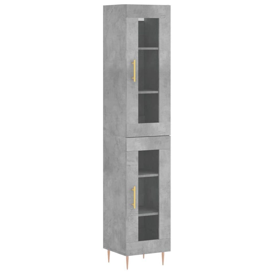 Buffet haut Gris béton 34,5x34x180 cm Bois d'ingénierie - Photo n°1