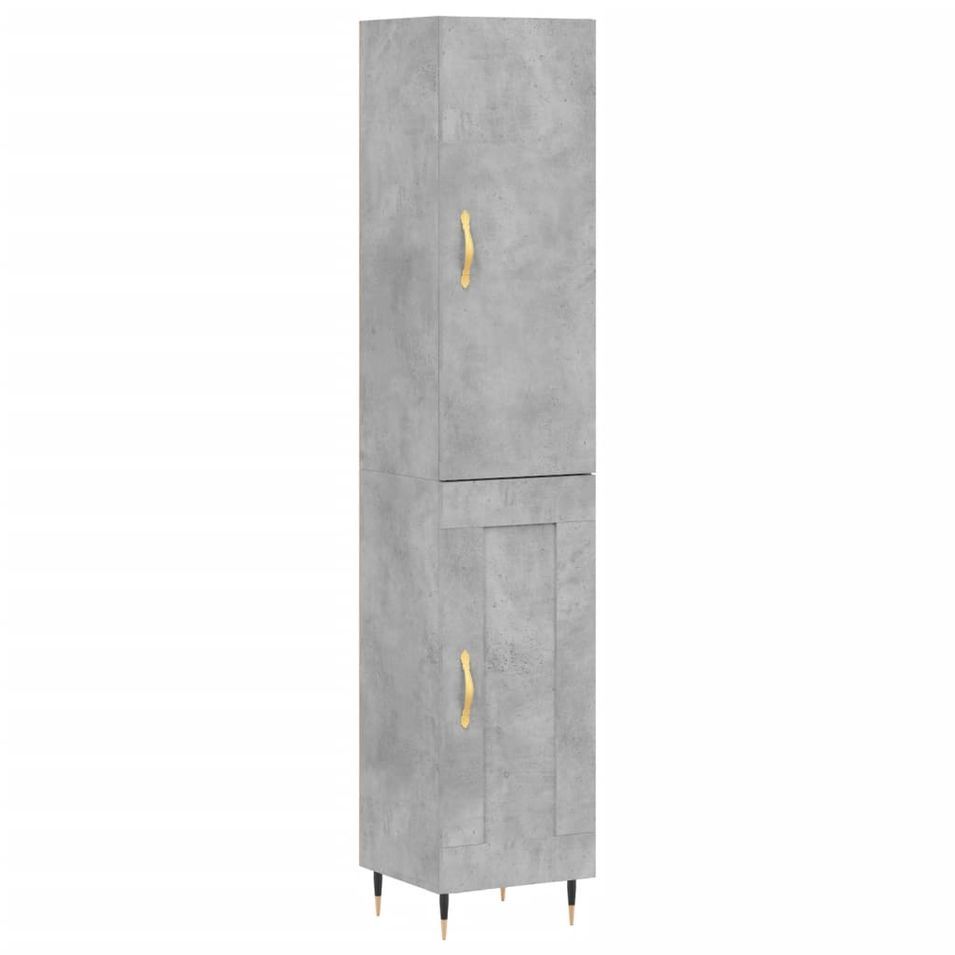 Buffet haut Gris béton 34,5x34x180 cm Bois d'ingénierie - Photo n°1