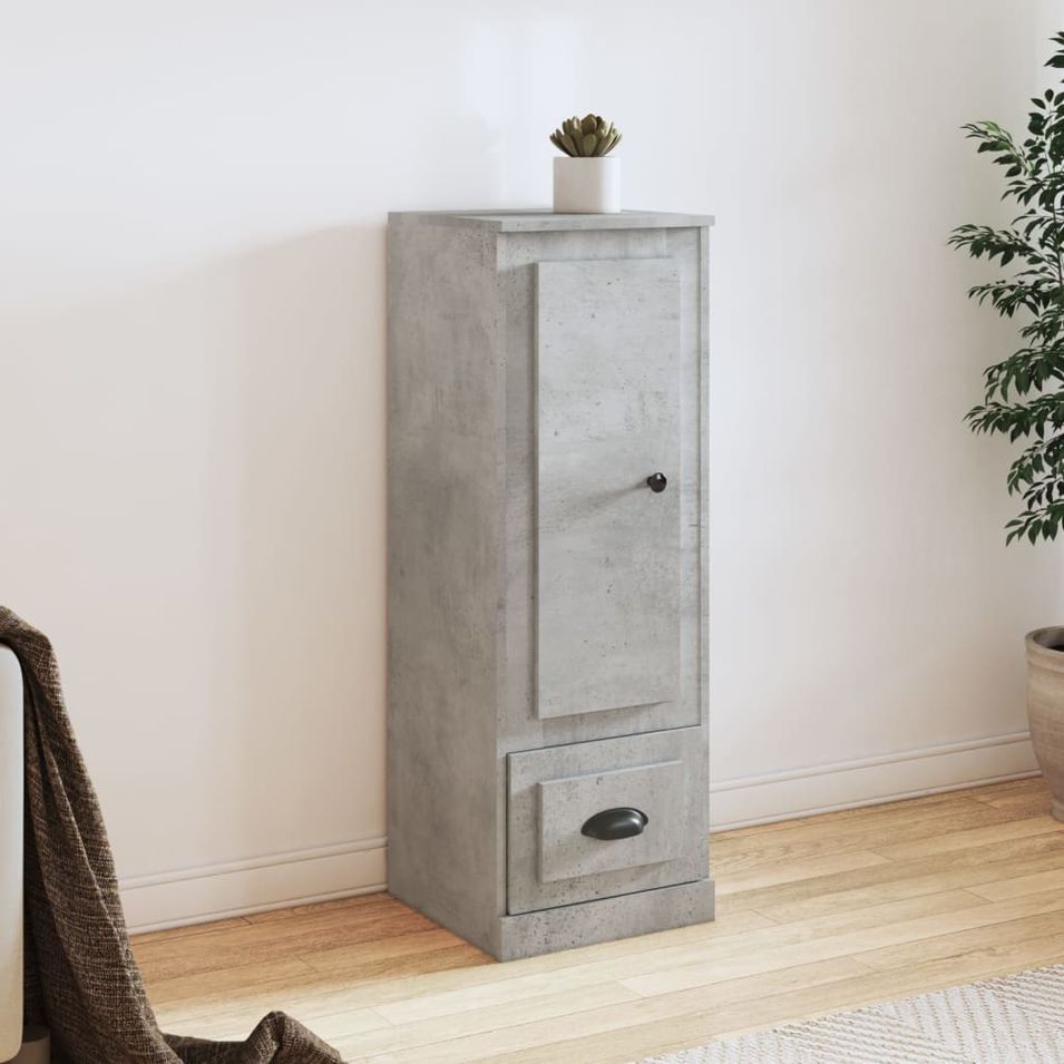 Buffet haut gris béton 36x35,5x103,5 cm bois d'ingénierie - Photo n°1