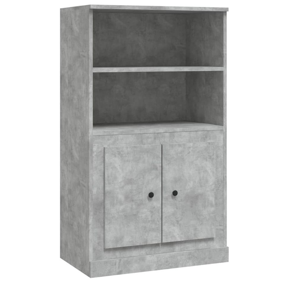 Buffet haut gris béton 60x35,5x103,5 cm bois d'ingénierie - Photo n°1