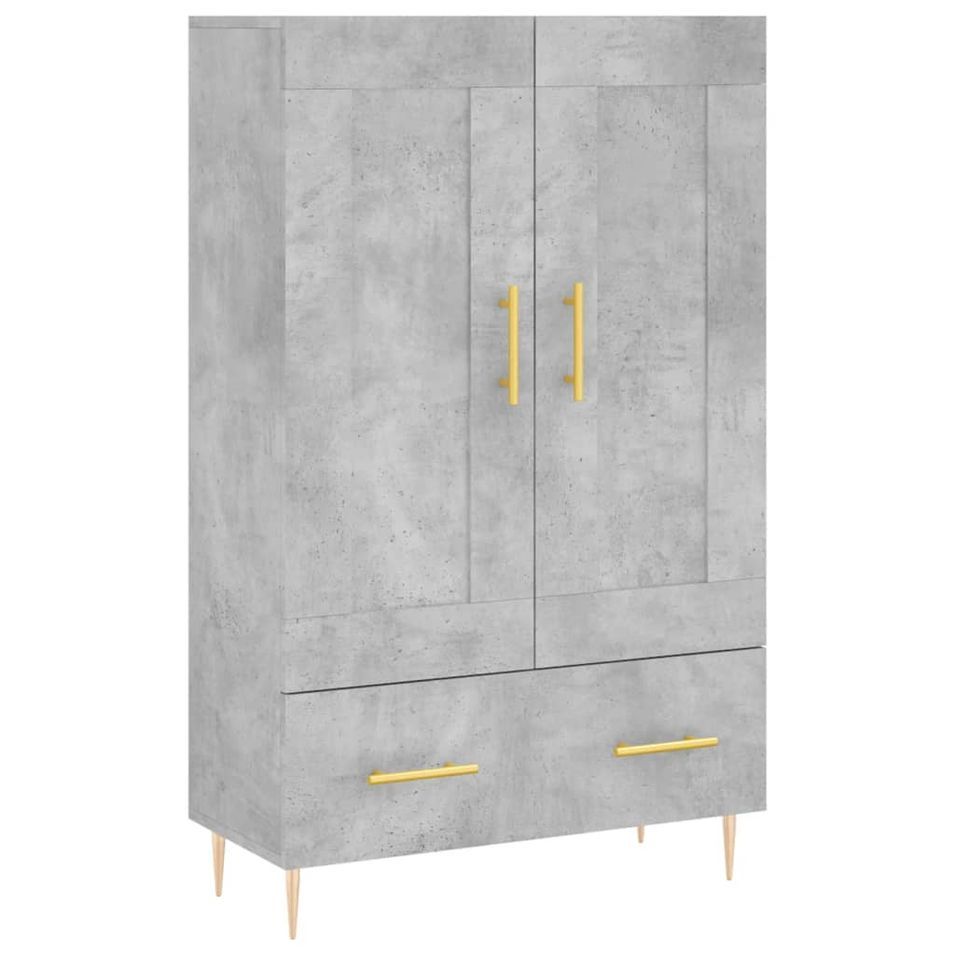 Buffet haut gris béton 69,5x31x115 cm bois d'ingénierie - Photo n°1