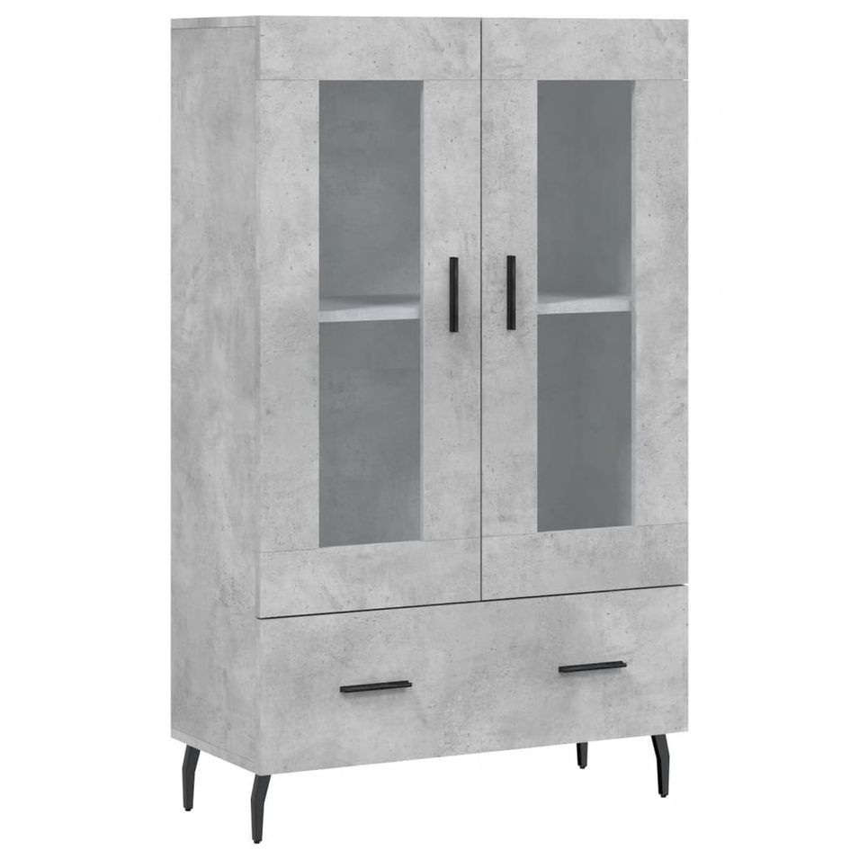 Buffet haut gris béton 69,5x31x115 cm bois d'ingénierie - Photo n°1