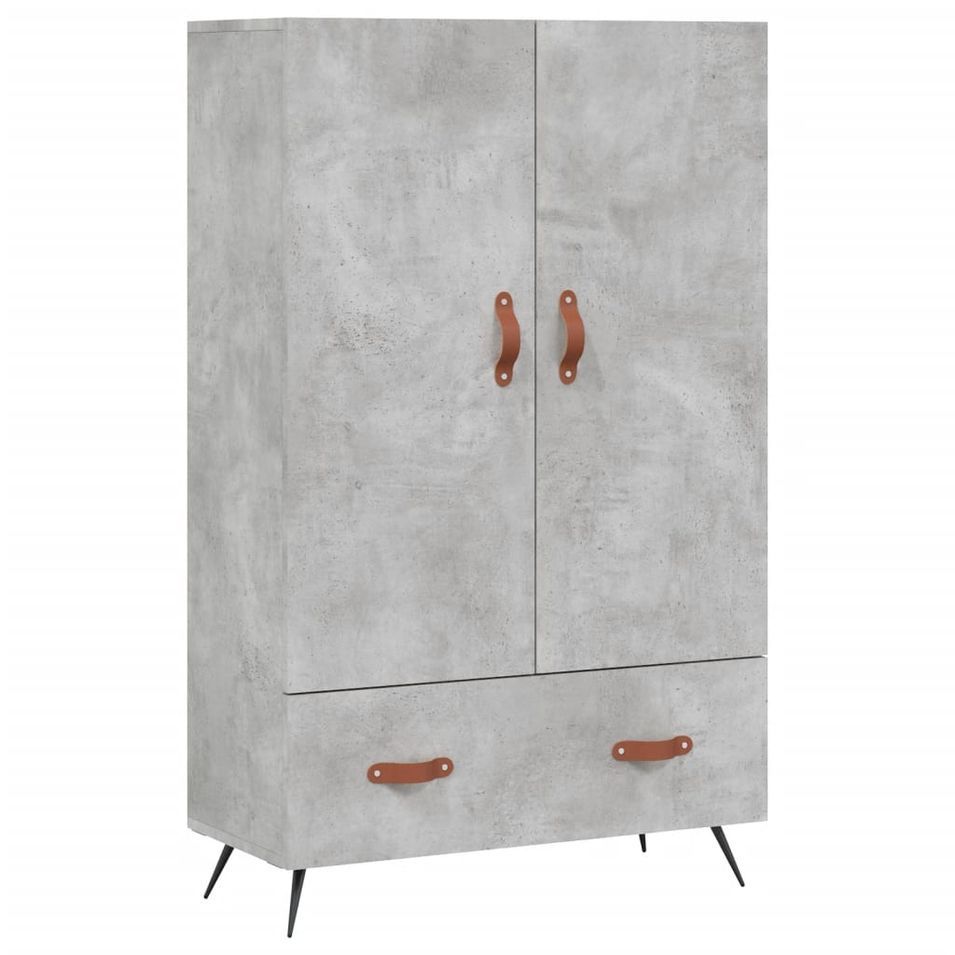 Buffet haut gris béton 69,5x31x115 cm bois d'ingénierie - Photo n°1