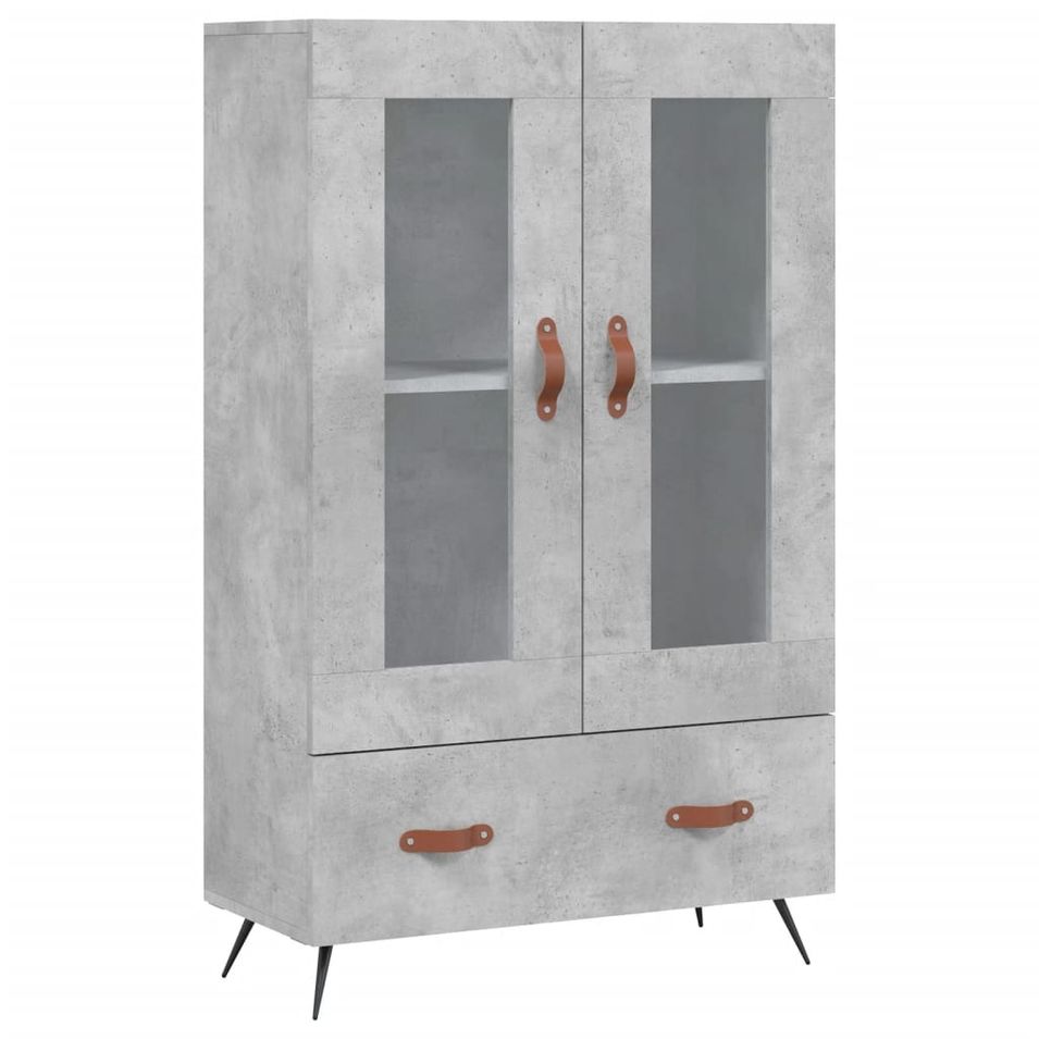 Buffet haut gris béton 69,5x31x115 cm bois d'ingénierie - Photo n°1