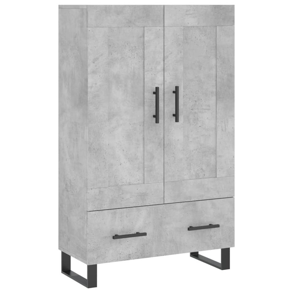 Buffet haut gris béton 69,5x31x115 cm bois d'ingénierie - Photo n°1