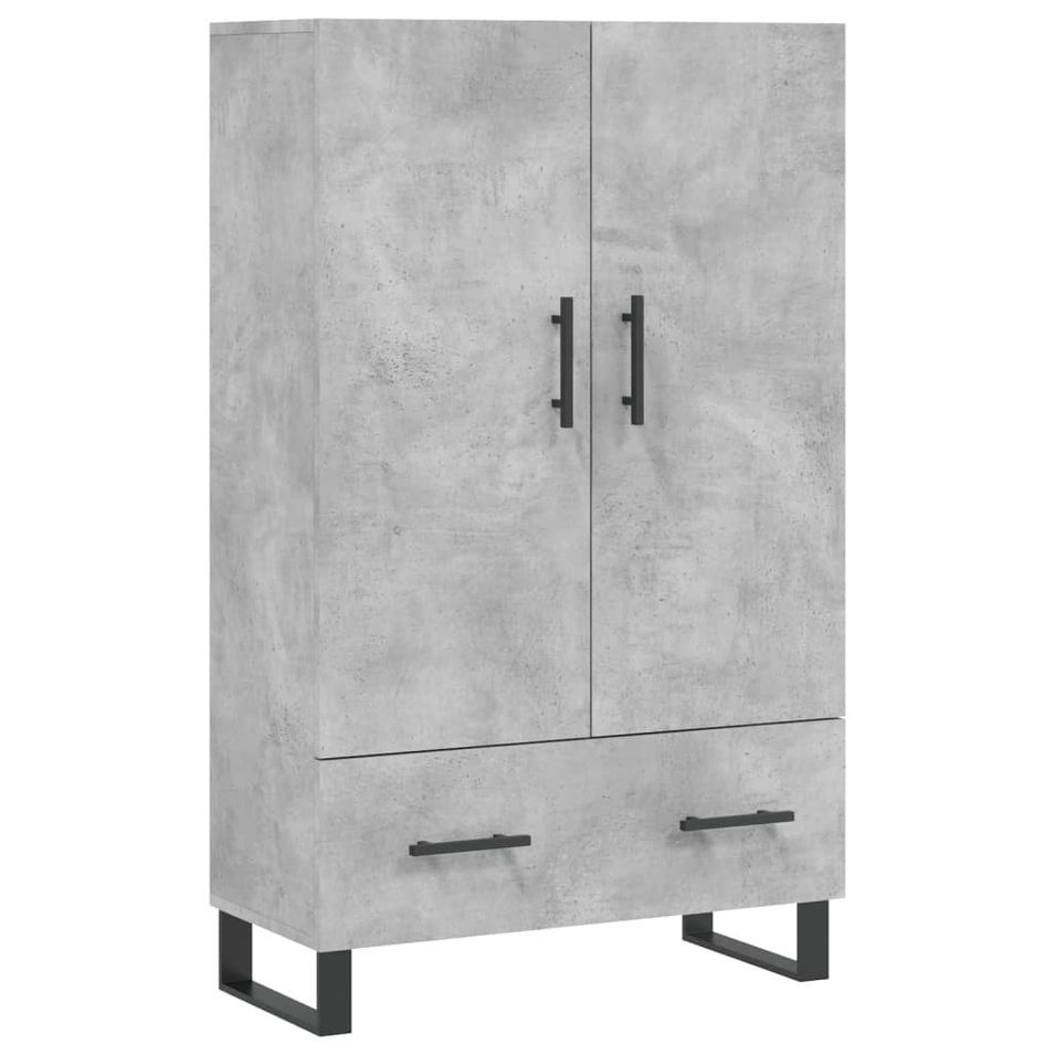 Buffet haut gris béton 69,5x31x115 cm bois d'ingénierie - Photo n°1