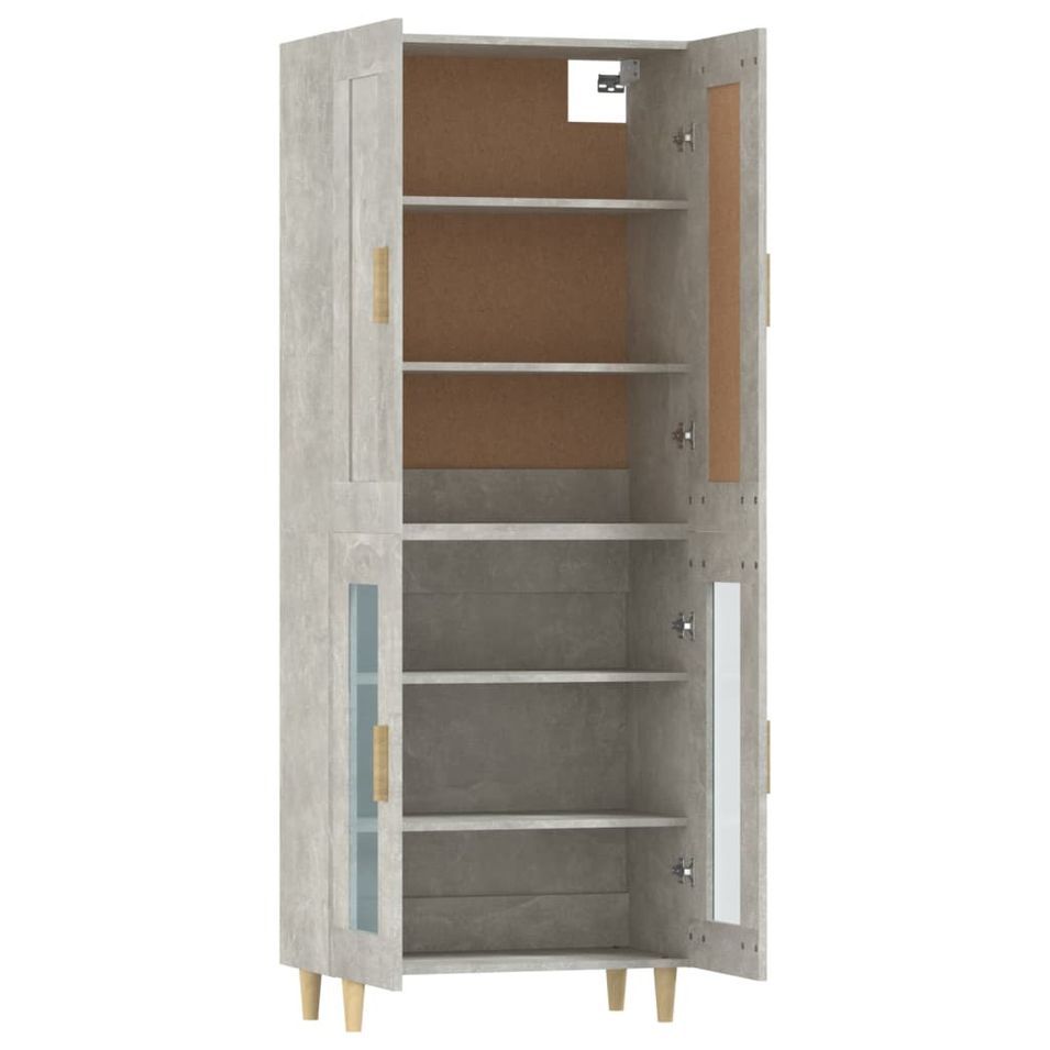 Buffet haut Gris béton 69,5x34x180 cm Bois d'ingénierie 7 - Photo n°8