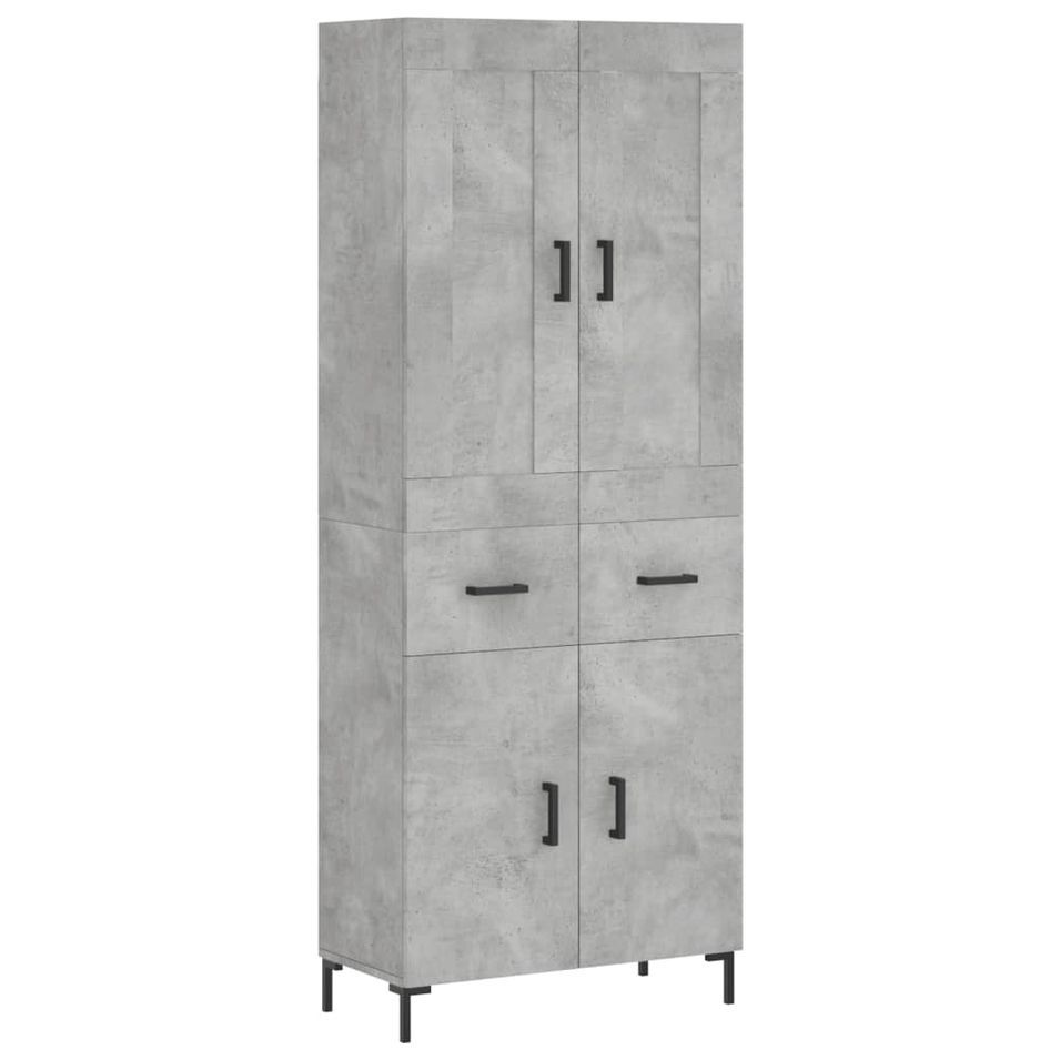 Buffet haut Gris béton 69,5x34x180 cm Bois d'ingénierie - Photo n°1