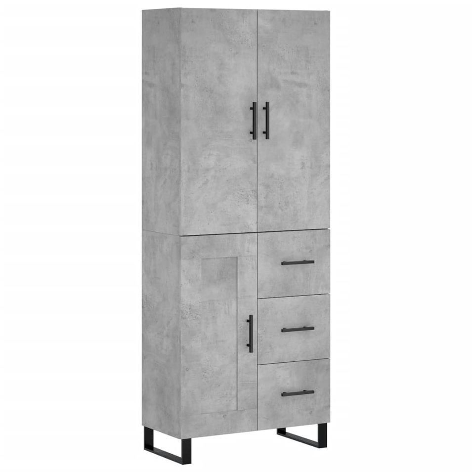 Buffet haut Gris béton 69,5x34x180 cm Bois d'ingénierie - Photo n°1