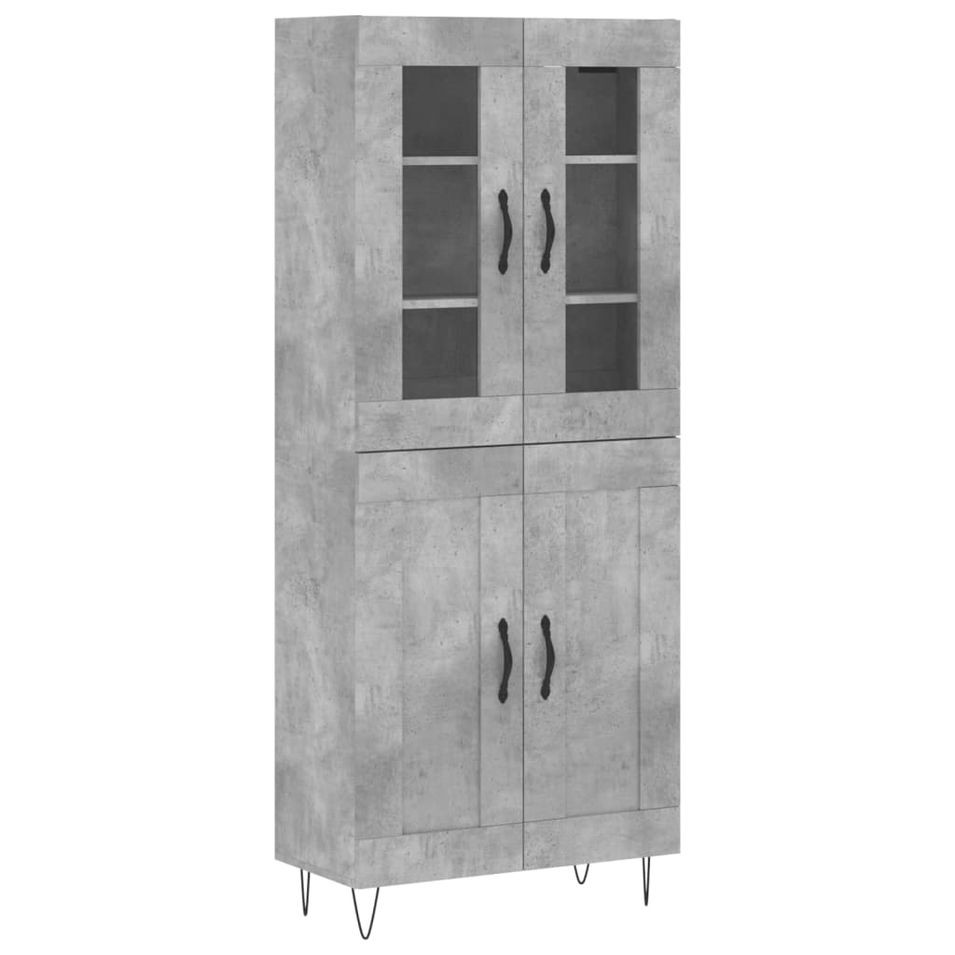 Buffet haut Gris béton 69,5x34x180 cm Bois d'ingénierie - Photo n°1