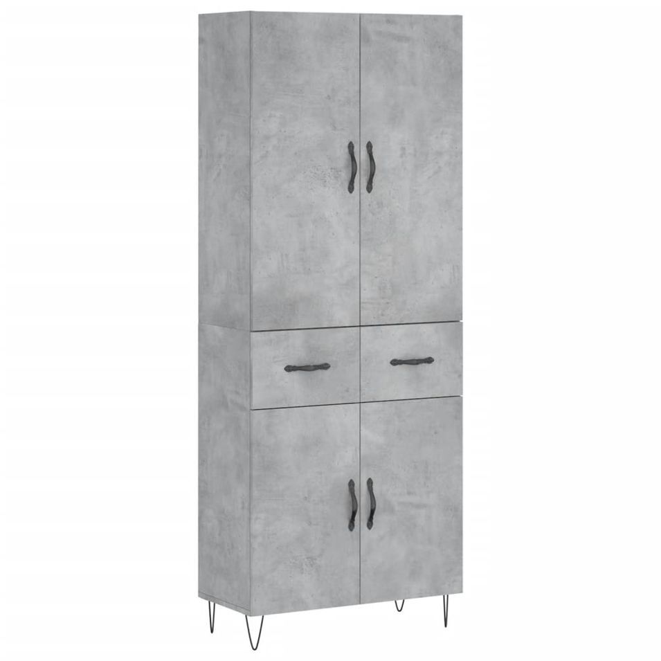 Buffet haut Gris béton 69,5x34x180 cm Bois d'ingénierie - Photo n°1